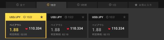 通貨ペアと取引時間の画面