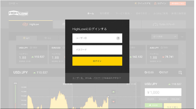 ログイン情報入力画面