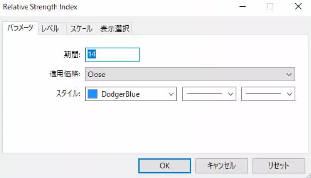 RSIの設定画面